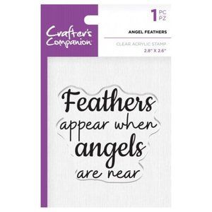 NWT CRAFTER'S COMPANION FEATHERS APPEAR WHEN ANGELS ARE NEAR CLEAR ACRYLIC STAMP